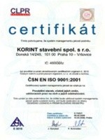 Certifikát ČSN EN ISO 9001:2001